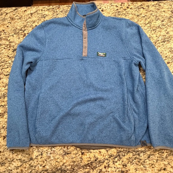 L.L. Bean Other - LL Bean Mens XL Sweater Fleece Pullover Blue Snap Neck Slightly Fitted